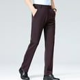 thumbnail image 5 of DLfVUB Mne's Straight Fit Suit Pants Cotton Casual Business Flat Front Wrinkle Free Comfort Stretch Dress Pants Solid Color Slim Fit Trouser Wine XXL, 5 of 5