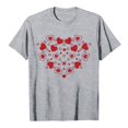 thumbnail image 4 of T-shirts à Col Rond pour Femmes Manches Courtes Mode Imprimé Cœur T-Shirt Ample Léger Confortable Doux Chandail Tenues Gris TTG, 4 of 4