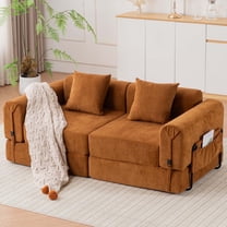 GNIXUU 71.25" Modern Modular Recliner Sofa, Convertible Sleeper Bed,Folding Mattress Loveseat Couch with Fixed-Shape Frame ,Comfy Lazy Boneless Couches for Living Room Bedroom Lounge,Orange