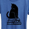 thumbnail image 3 of Instant Message - Black Cat On Books - Women's Short Sleeve Graphic T-Shirt, 3 of 7