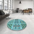 thumbnail image 4 of Ahgly Company Machine Washable Indoor Rectangle Transitional Aquamarine Stone Green Area Rugs, 4' x 6', 4 of 7