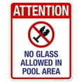 thumbnail image 1 of Attention No Glass Allowed In Pool Area Sign, Pool Sign,, 1 of 1