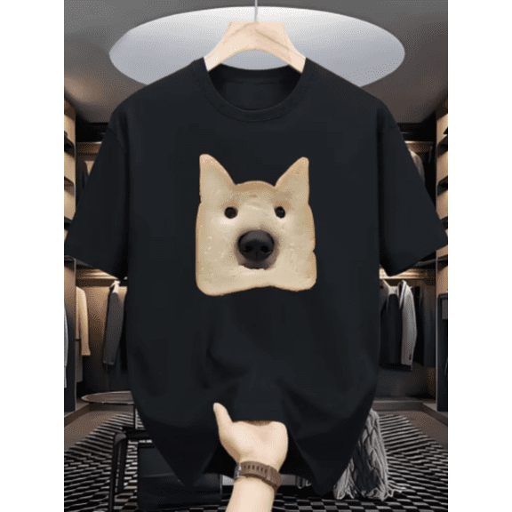 Funny Atmosphere Full American Style Bread Dog T-Shirt, Cute And Eye-Catching, Suitable for Daily Commuting And Party Outings