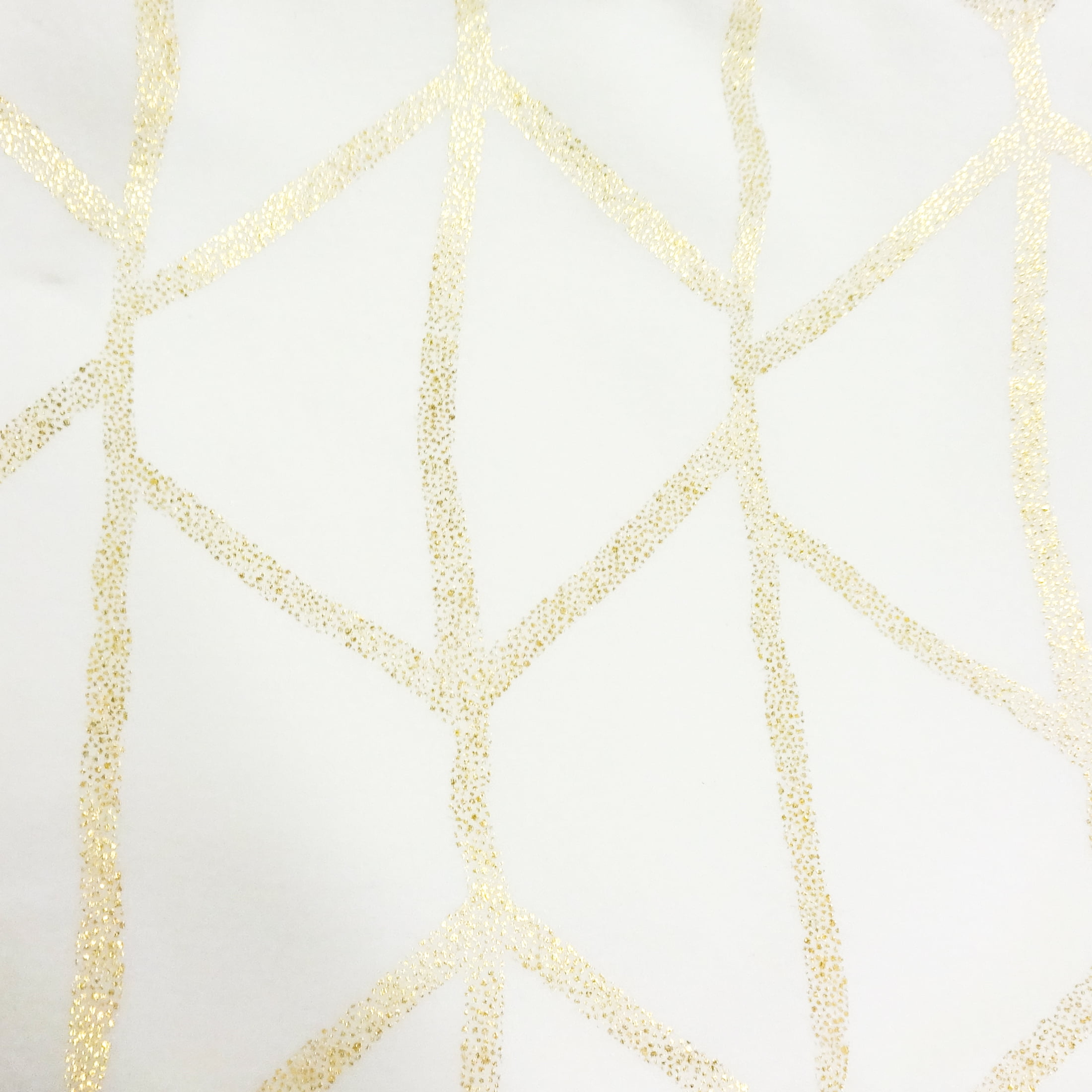 Shason Textile White & Gold Criss Cross Striped Micro Fleece Quilting Fabric, 54" x 1.5 Yards Precut