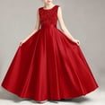 thumbnail image 2 of AHTJRT Dresses for Girls Sequin Glitter Satin Silk Sleeveless A-Line Formal Dress Birthday Party Wedding Gowns Princess Dress Wine 11-12 Years, 2 of 8
