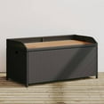 thumbnail image 1 of vidaXL Storage Bench Black 100x50x52 cm Poly Rattan and Acacia Wood, 1 of 5