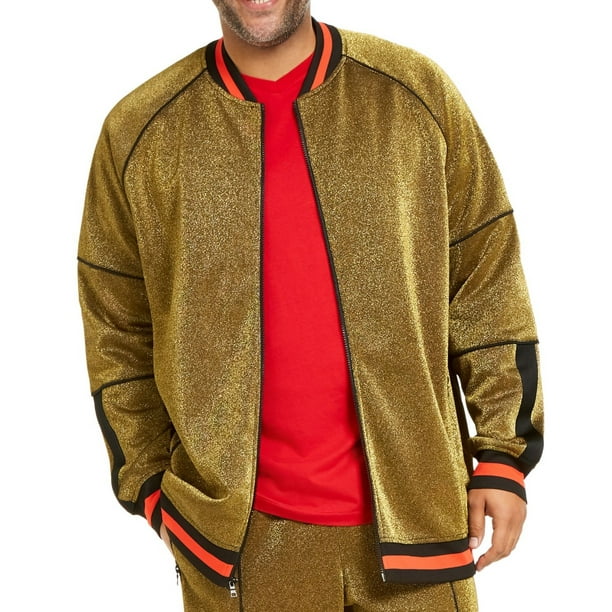 INC Mens Disco Varsity Track Jacket Red Metallic Shimmer Gold 4XLT