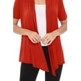 thumbnail image 6 of Women's Casual Solid Short Sleeve Basic Open Draped Front Cardigan Office Wear, 6 of 6