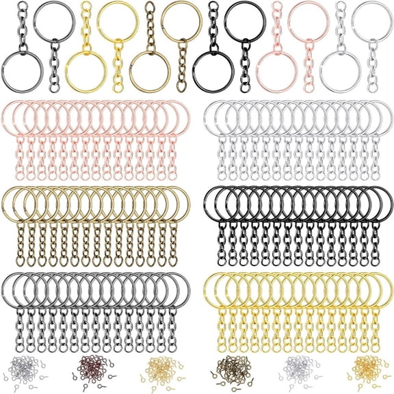 360 Pcs Colorful Keychain Making Kit, 25mm Mixed Color Metal Jump Rings, Screw Eye Pins & Key Rings for DIY Jewelry, Crafts Gift Making for Teens & Adult