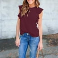 thumbnail image 5 of SELONE Peplum Tops for Women Plus Size Short Sleeve Tops Blouses Regular Fit T Shirts Pullover Chiffon Tees Tops Solid T-Shirts Crew Neck Tops Casual Blouses Easy Care Soft Breathable Pullover Wine L, 5 of 8