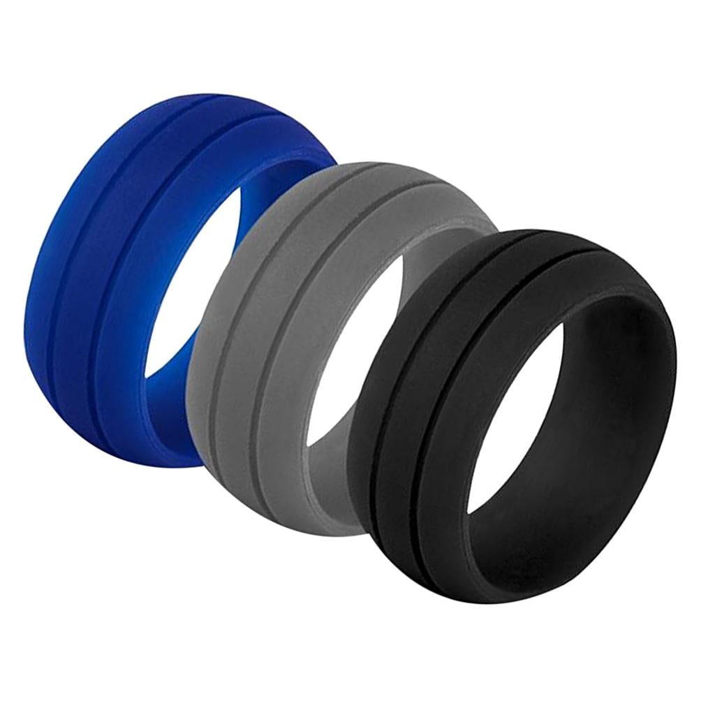 3PCS Men Women Wedding Ring Rubber Silicone Band Active Sport Gym 