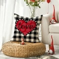 thumbnail image 5 of Sm:)e Buffalo Plaid Love Heart Valentines Day Throw Pillow Cover Set of 2, 18x18 Inch, 5 of 7