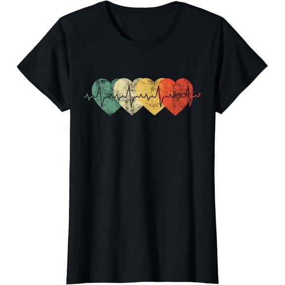 Funny Nurse Heartbeat Gifts Retro Vintage Heart Nursing T-Shirt