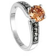 thumbnail image 4 of CHOOSE YOUR COLOR Champagne CZ Solitaire Rope Ring 925 Sterling Silver Band Orange Female Size 6, 4 of 4