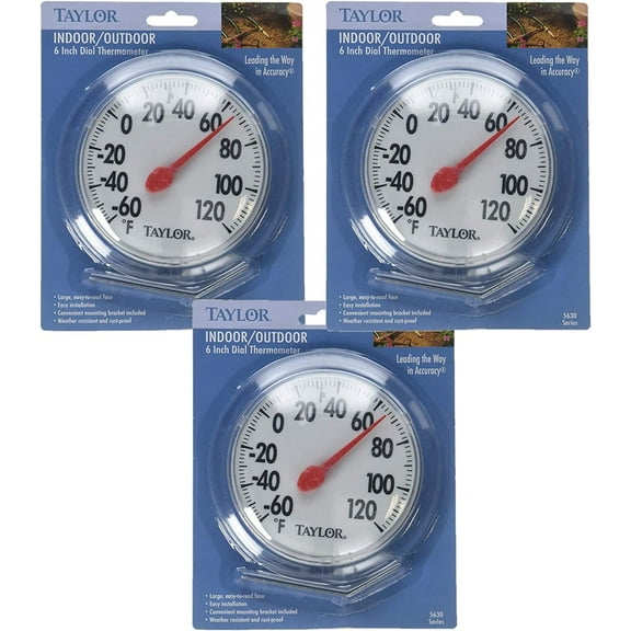 Taylor Precision 5630 6" Dial Thermometer Pack of 3