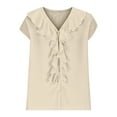 thumbnail image 5 of TAGOLD Summer Casual Tops,Plus Size T-shirt Blouse for Womens, Women's Spring/Summer Fashion V-neck Solid Color T-shirt Short Sleeve,Short Sleeve V-Neck Blouses & Shirts, 5 of 5