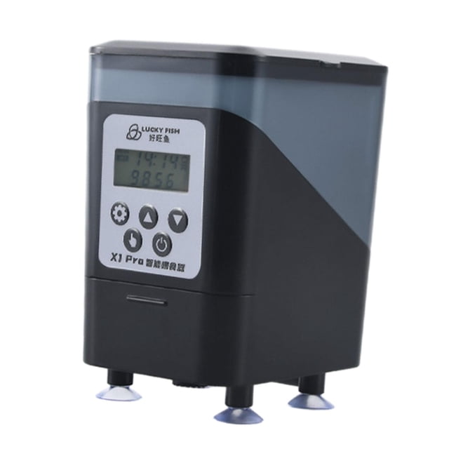 Alimentador automático de peces, alimentador de peces de acuario, instalación de ventosa, dispensador automático de alimentación con temporizador, con pantalla digital