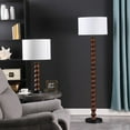 thumbnail image 5 of Noaman 27.5" Coastal Littoral Wood Inspired Modern Table Lamp with White Cotton/Linen Shade, Dark Cherry Polyresin & Black Metal, 110-120V, UL Listed, 5 of 5
