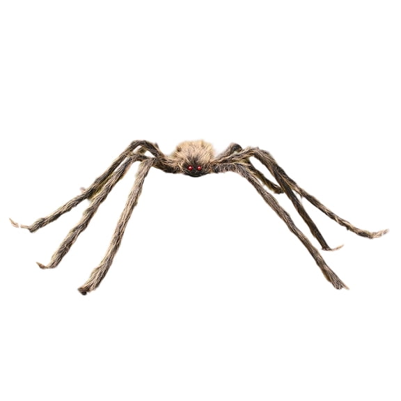 1Pcs Giant Spider Halloween Decorations, Outdoor Indoor Decor Scary Large Tarantula Prop with Red LED Eyes for Yard Lawn Haunted House Party Setup Brown 59 Inch
