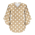 thumbnail image 7 of CHGBMOK Women Polka Dots V Neck T Shirt Puff Sleeve 3/4 Sleeve Blouse Casual Loose Tunic Pullover Shirts, 7 of 7