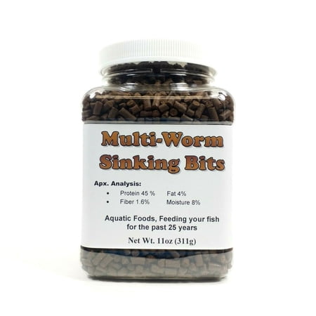 Multi-Worm Sinking Bits, Great for Discus, Cichlids, All Tropicals…11oz Small Jar