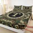 thumbnail image 4 of Erosebridal Letter Monogrammed T Queen Sheet Sets 4 Pieces,Abstract Camouflage Bed Set For Teens Boys, 4 of 5
