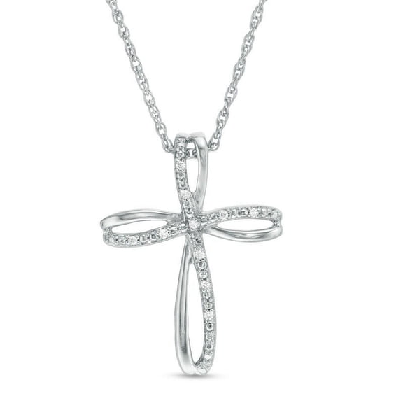 0.25 Ct Excellent Round Cut Genuine Diamond Accents Stunning Cross Necklace for her Solid 14K White Gold With 18 inches chain