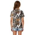 thumbnail image 6 of Kids Girls Short Sleeve Polo Shirt, Tree Leaf Camo Printed Polyester Top, Casual Outdoor Daily Wear Children Collared T-Shirt,Coffee,150, 6 of 7