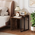 thumbnail image 4 of Costway Set of 2,Nesting Coffee Table 2-in-1 Faux Wood Top Sofa Side Table Rustic Brown, 4 of 10