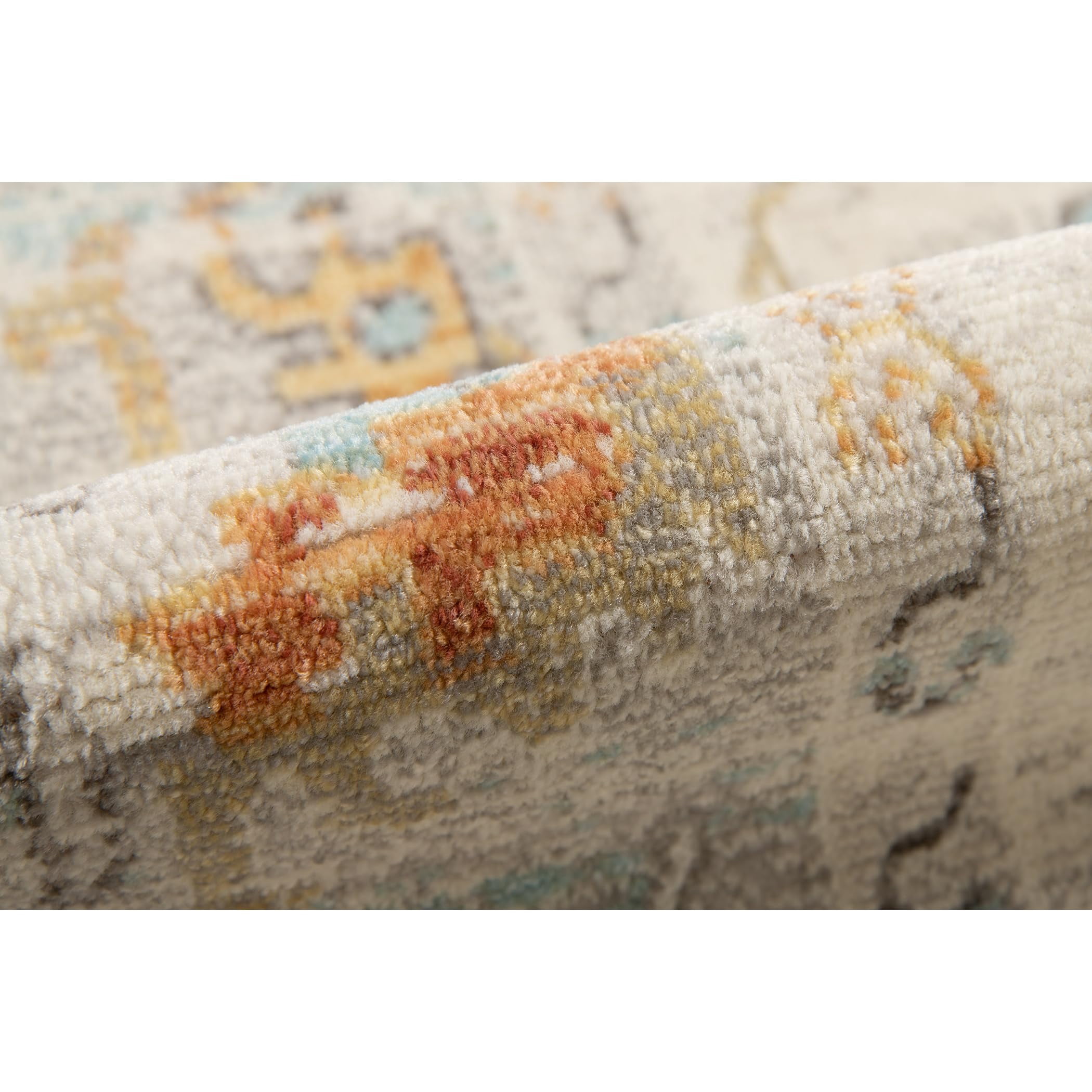 Luxee Designs Bohemian Style Bordered Indoor/Outdoor Area Rug 2x3 for High Traffic Area - Beige/Blue