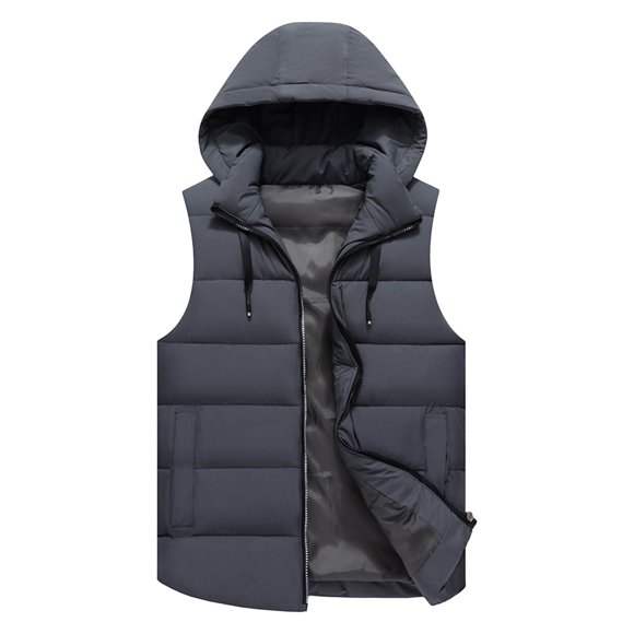 RKSTN Men's Vest Puffer Vest Zip Up Removable Hooded Thick Fleece Lined Sleeveless Jacket Winter Warm Outdoor