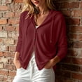thumbnail image 7 of Vivianyo HD Women's Hooded Button Thin Cardigan, Regular Length Long Sleeve Outerwear, Fall Daily Casual Womens Hoodie for Shopping and Gathering, Sizes S-2XL, 7 of 7