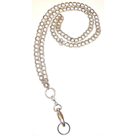 Double Chain Lanyard and Badge Holder 34 inches, Magnetic Breakaway Clasp or Non Breakaway Options Available
