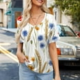 thumbnail image 2 of JSheng Women's Summer Printed Tops 2025 Trendy Women's Summer Casual V-neck Short Sleeved Printed T-shirt Tops Multicolor L, 2 of 5