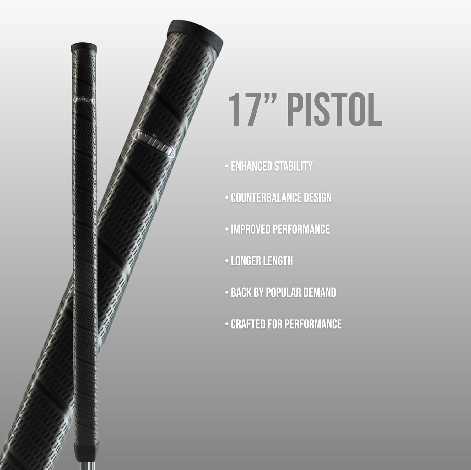 NEW Winn 17" Pistol Wrap Dark Grey Belly Putter Grip