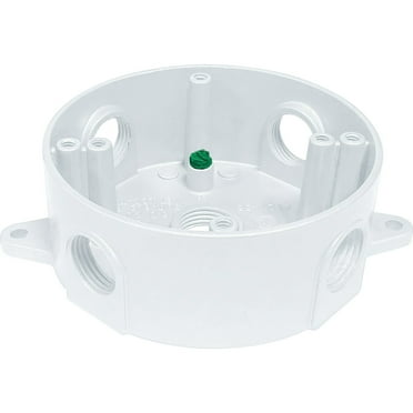 Southwire 4 In. Dia. 1/2 In. 5-Outlet White Weatherproof Round Box WRB1550W-UPC