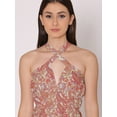thumbnail image 5 of HERE&NOW Women's Printed Halter Neck Dress Sleeveless Calf Length Deep Neck Flared Printed Casual Georgette Dress, 5 of 7