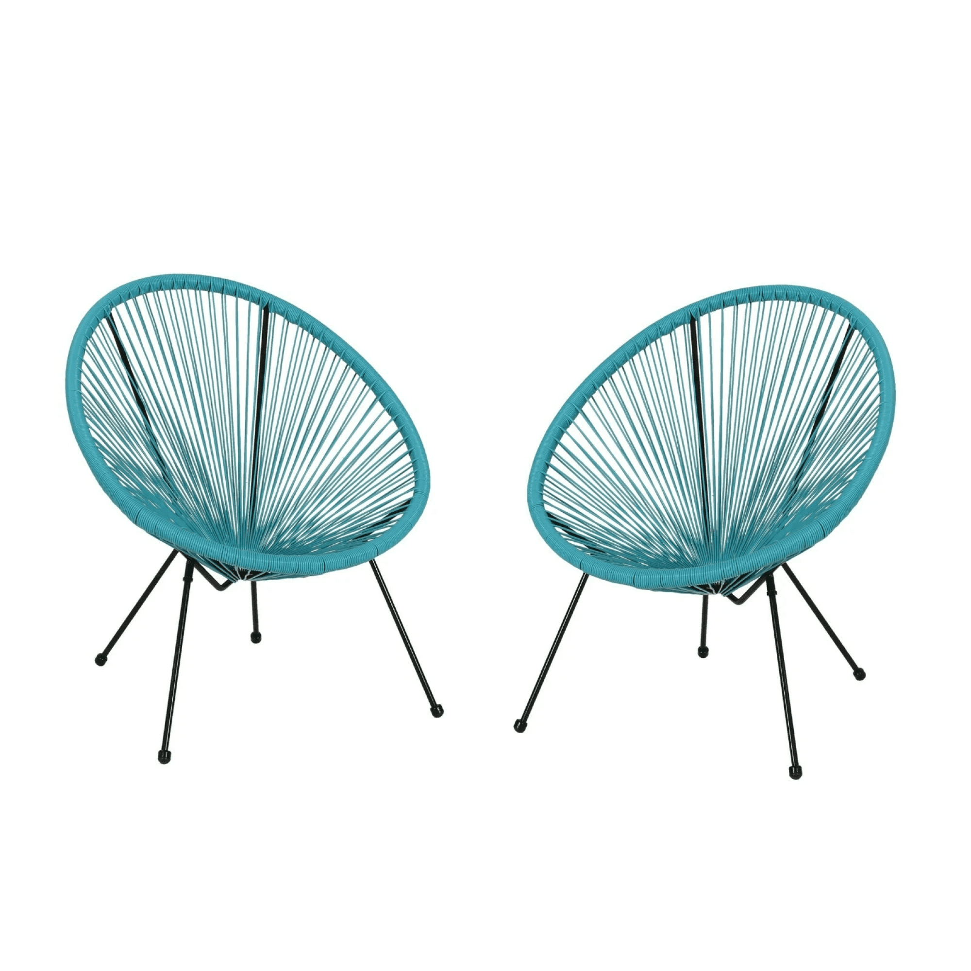 Leumius Set of 2 Modern Accent Chair with PE Rattan, Outdoor Accent Chair for Pool Beach Patio Lawn Teal