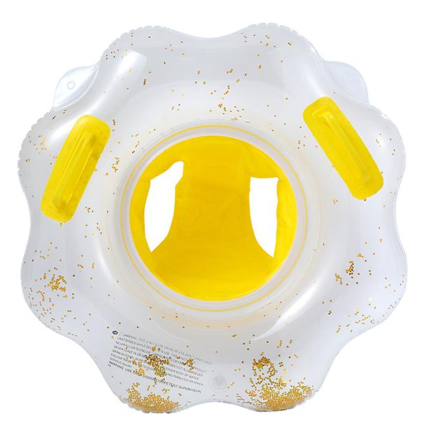 Anillo de asiento de flor de lentejuelas engrosadas, asiento inflable para niños, anillo de natación para bebé antivuelco, anillo de antebrazo, forma de flor, anillo exterior inflado 0,58 m,