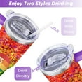 thumbnail image 5 of Rainbow Gradient Heart 40 Oz Tumbler with Handle Lid and Straw, Stainless Steel Double Walled Vacuum Insulated Cup, Cute Anniversary Wedding Birthday Gifts Tumbler for Women Men Friends Outdoor Indoor, 5 of 7
