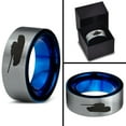 thumbnail image 4 of Tungsten Battlefield Military Tank Band Ring 8mm Men Women Comfort Fit Blue Flat Cut Brushed Gray Polished, 4 of 4