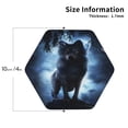 thumbnail image 2 of Honeii Night Scene of Wolves print Leather Coaster Set of 4, ideal for safeguarding your furniture from drinks spills and effortless cleanup-Hexagon, 2 of 6