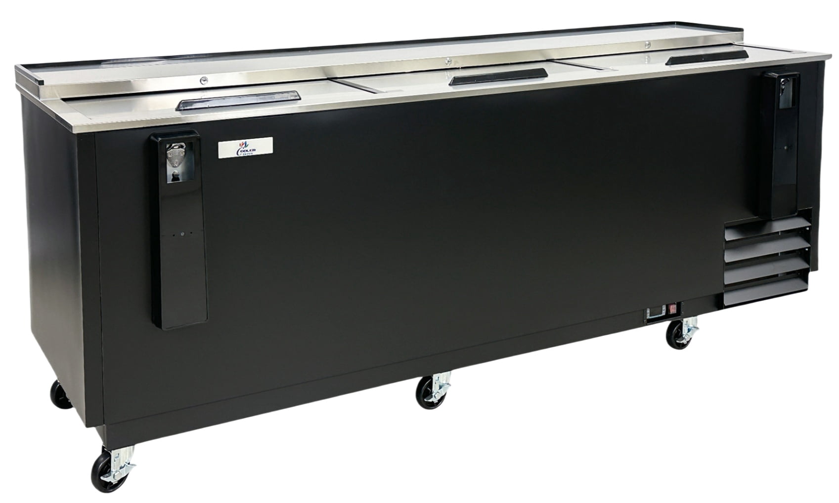 Cooler Depot 95" NSF Commercial Beer Bottle Cooler, Stainless Steel Back Bar Refrigerator with Glass Froster & Cap Catcher