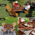 thumbnail image 4 of Aztec Southwest Round Tablecloth for 45-54 Inch Tables, Fitted Table Cover with Elastic Edge, Orange Black Boho Tribes Abstract Waterproof Outdoor Table Cloth Protector for Patio Garden Dinner Picnic, 4 of 9