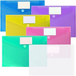 MILOLO Plastic Envelopes Poly Envelopes, 10 Pack US Letter A4 Size Transparent File Folders with Label Pocket, Snap Closure, Clear Filing Envelopes