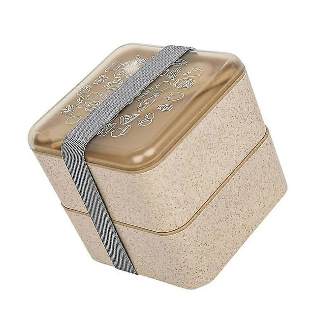Bento Salad Containers Double-Layer Lunch Box Square Shape Material Odorless Spillproof 13.5*13.5*14cm 1Pack
