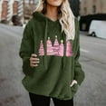 thumbnail image 2 of yoeyez Christmas Hoodie Sweatshirts for Women Xmas Fuzzy Fleece Sweatshirt Faux Shearling Warm Sherpa Pullover Tops with Hood Army Green,S, 2 of 5