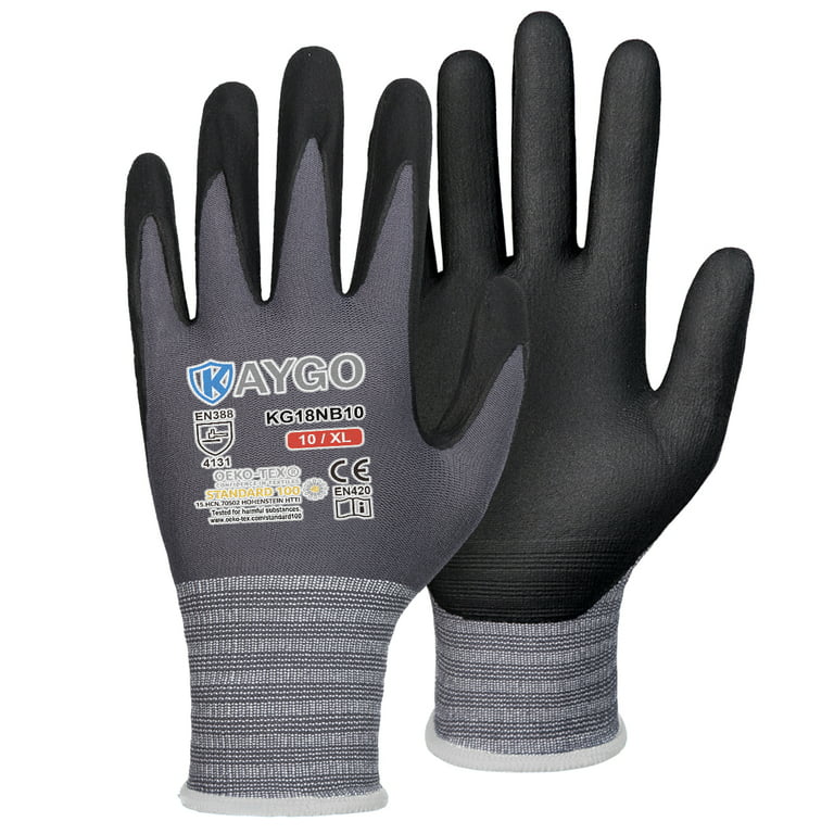 Nitrile Work Gloves with Firm Grip and Oil Resistance, 12-Pairs