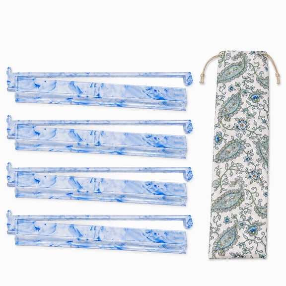 KYJiuLiu Mahjong Racks with Pushers Set of 4,18.7 in All-in-One Tile Holders with Storage Bag for American Mah Jongg,Porcelain Blue Marble