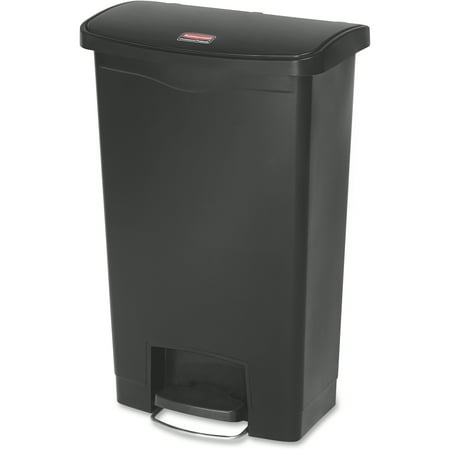 Rubbermaid Commercial Slim Jim Black 13G Front Step Can, Black